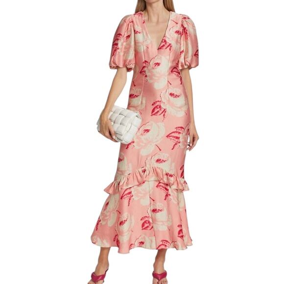 *NWOT biTimo Bubble Satin Maxi Dress in Vintage Rose - Sz Small - Picture 1 of 14
